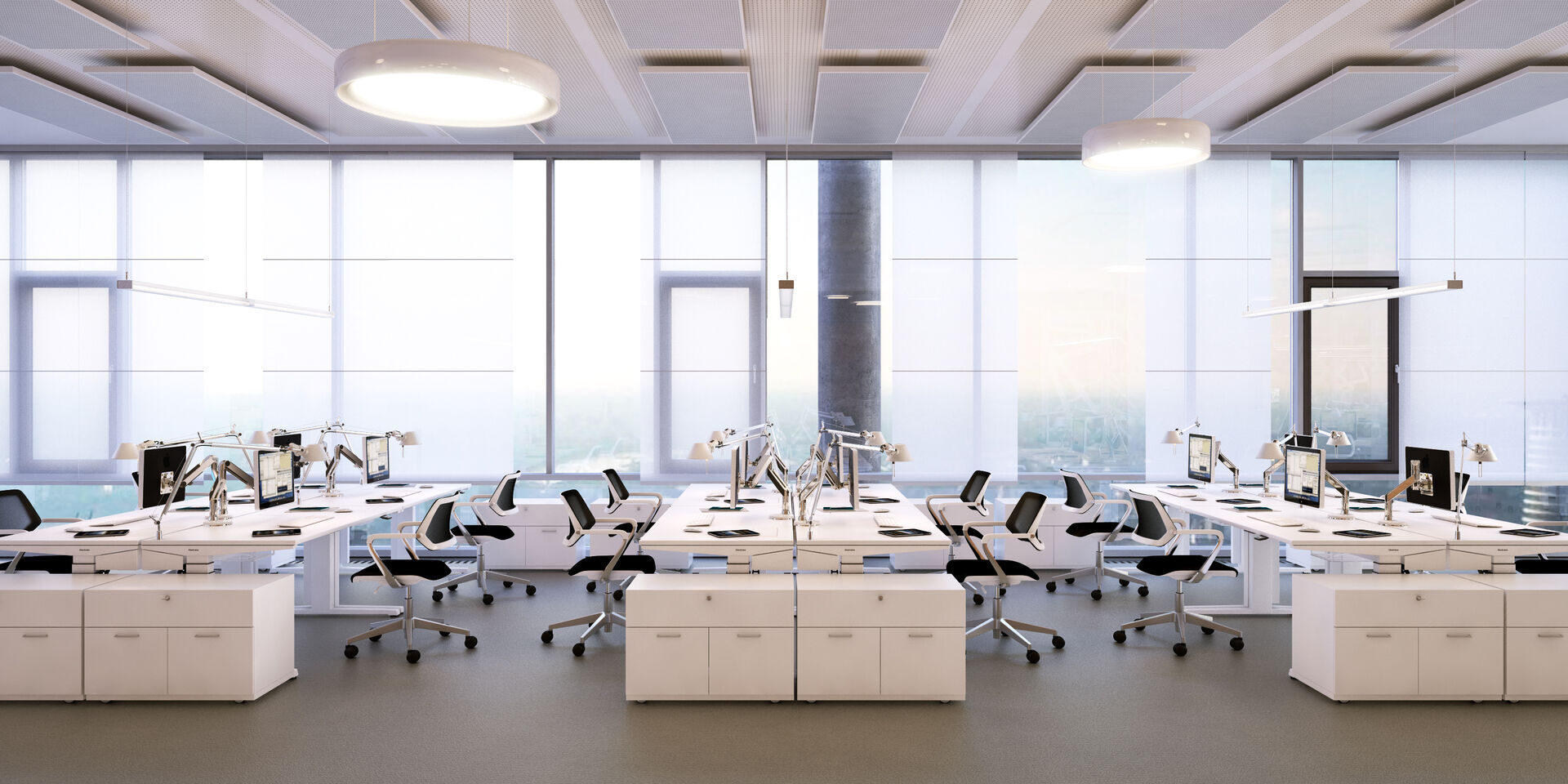 3d visualisierung moderne Bürolandschaft steelcase