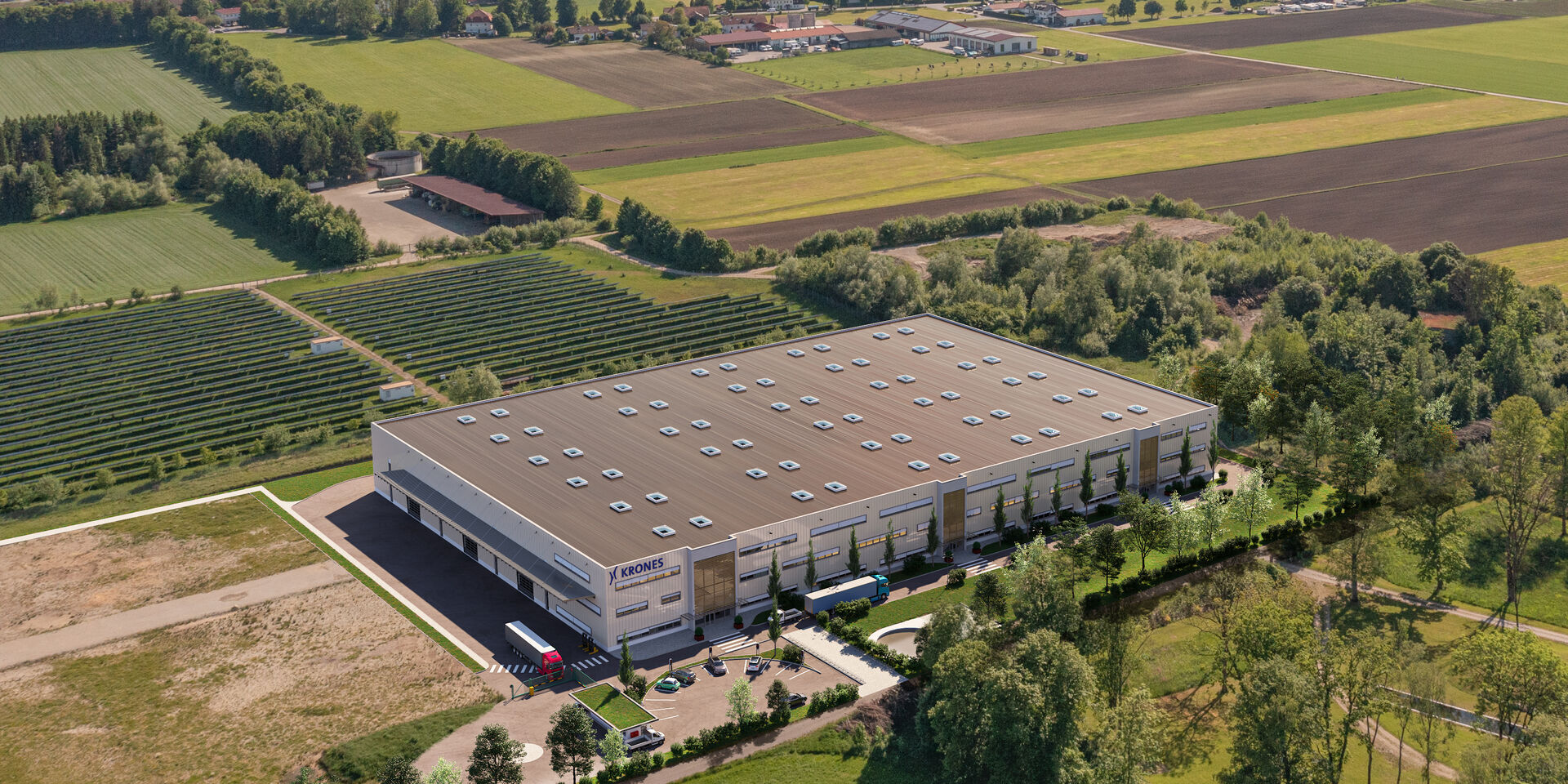 3d visualisierung integriert in Luftbild für Gewerbe