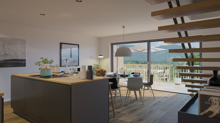 Innenraum 3d Visualisierung Apartmenthaus in Stephanskirchen