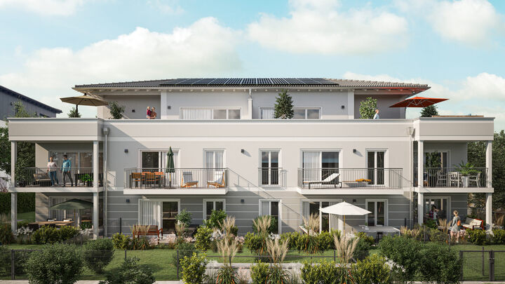 3d visualisierung Südansicht Apartmenthaus bei Forstinning