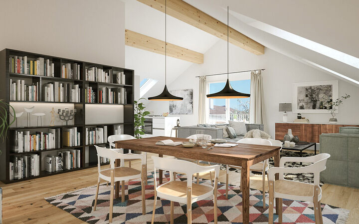 Bauträger Objekt Dachgeschoss Wohnung 3d rendering