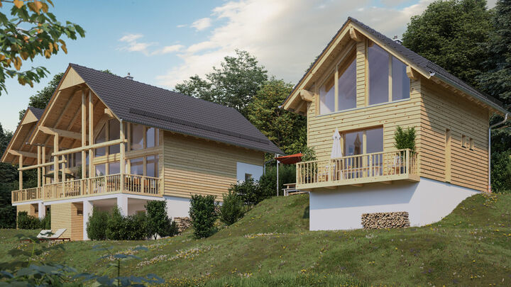 3d visualisierung von mehreren Chalets in Kärnten